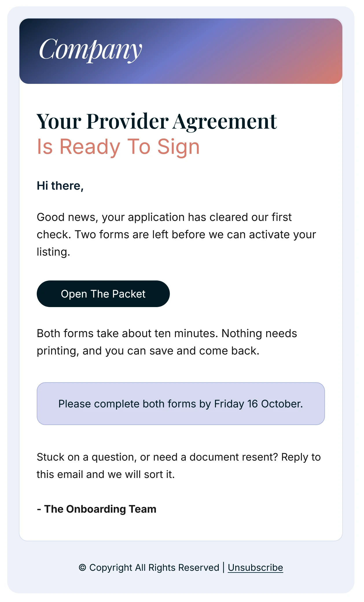 Account Approval Email Template