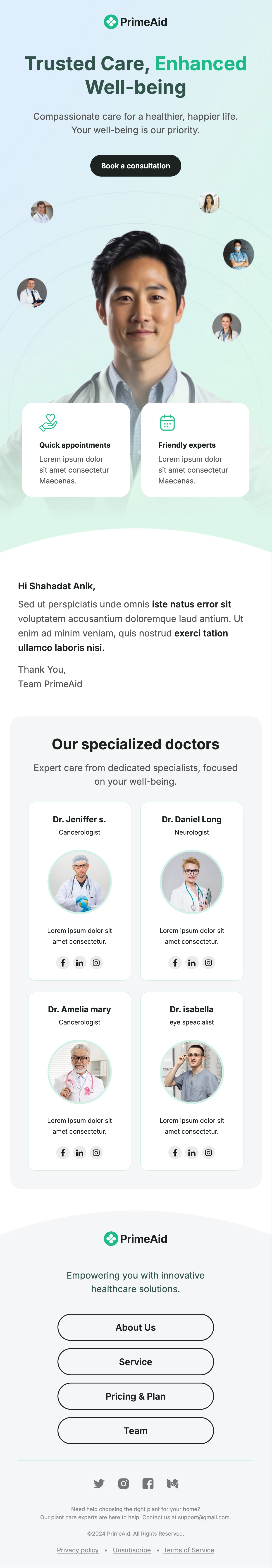 Healthcare Consultation Email Template