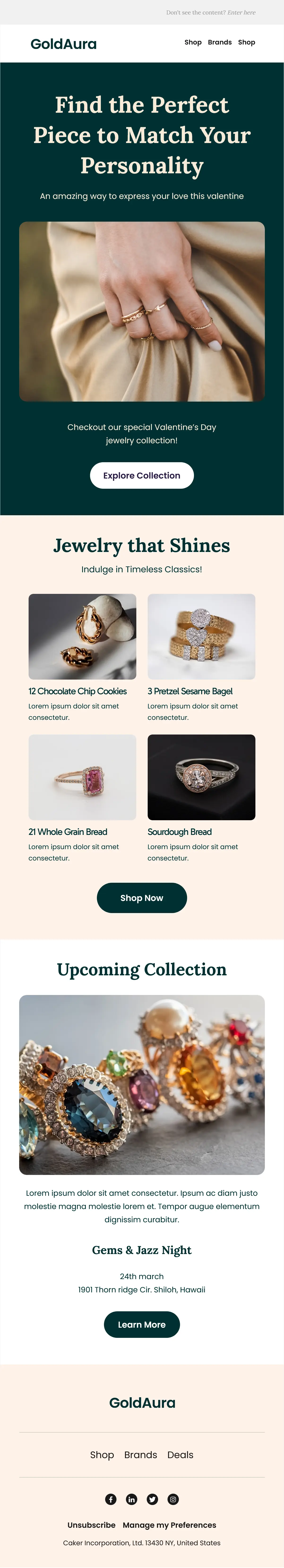 Jewelry Collection Newsletter